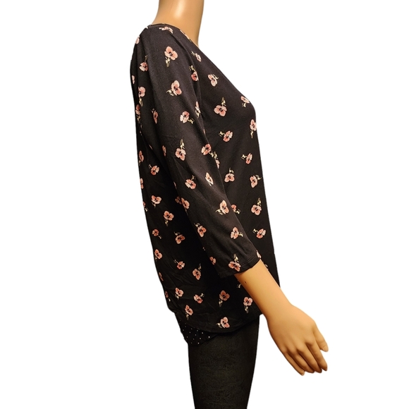 J. Jill Floral and Polka Dot High-low Shirt - Picture 5 of 10